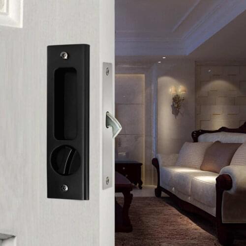 Zinc Alloy Concealed Sliding Door Lock Set Bathroom Living Room Bedroom Cabinet Door Lock Furniture Door Pull Latch Handle Kit