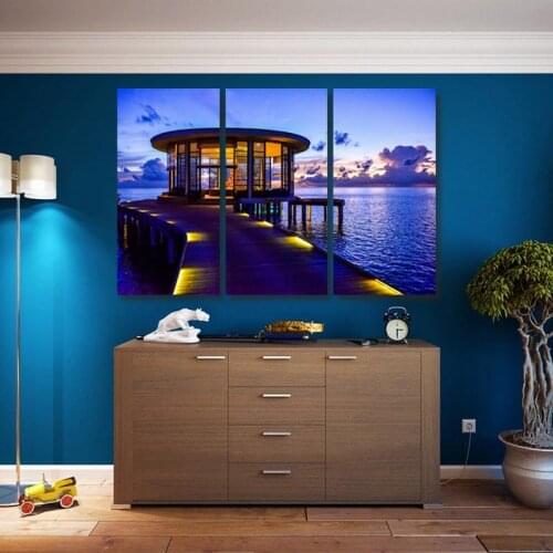 Wall art canvas painting Maldives sea house oil painting poster and printed Wall Art Pictures For Living Room Home Decor Gift