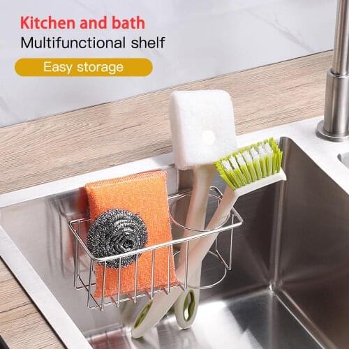 Stainless Steel Sink Drain Hanging Basket Kitchen Storage Basket Sink Rack Rag Storage Rack Hanger