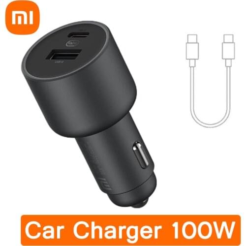 NEW 100W Car Charger Original Xiaomi 100W/37W 5V 3A Dual USB Fast Charging LED Light With 5A Cable QC Charger Adapter For Phone