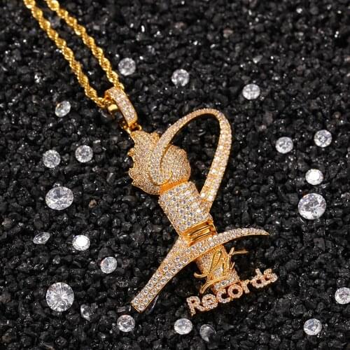 New fashion Hip hop iced out bling torch trophy pendant necklaces micro pave AAA Zircon Hiphop pendants necklace Hiphop jewelry