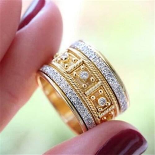 Wholesale Unisex Temperament Crystal Engagement Ring for Women Party Wedding Rings Jewely Ethnic Style Hand Accessories