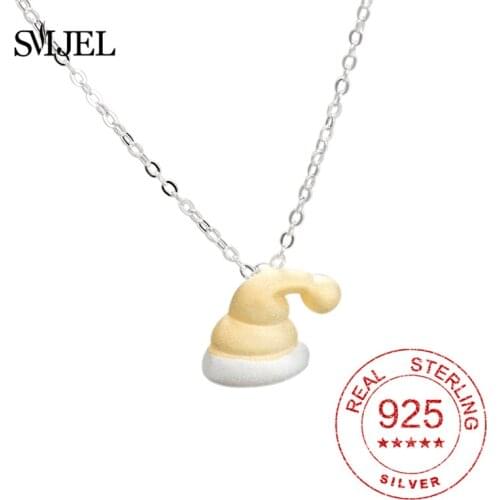 925 Sterling Silver White Hat Pendant Necklace For Men Women Kids Christmas Hat Ice Cream Snowflake Jewelry Statement Necklaces