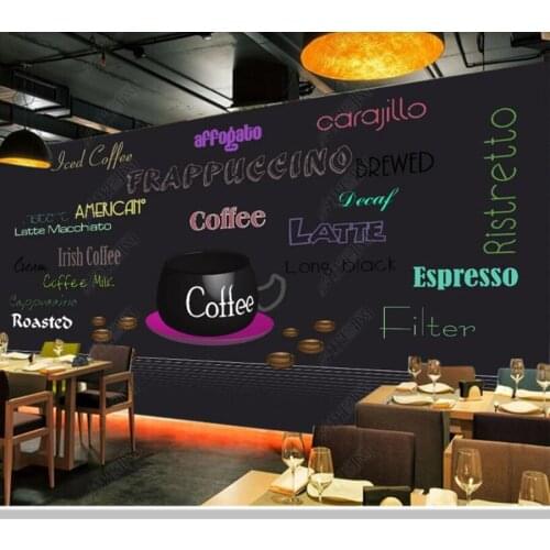 Papel de parde Hand drawn black coffee menu background 3d wallpaper mural, living room kitchen wall papers home decor