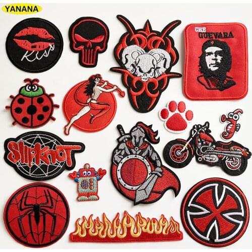 Patch Iron On red Patches Embroidery Patch For Clothing Stickers Badge Patches For Clothes Jacket Applique DIY