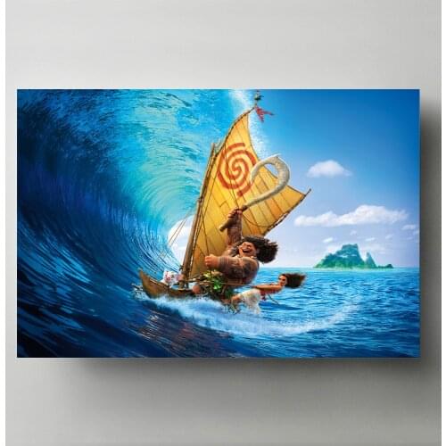 Modern Art Print Poster Moana Island Boat Adventure Cartoon Movie Wall Picture Canvas Painting Living Room Decor