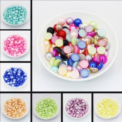 3-12mm Half Round Flatback Imitation Pearl Beads Acrylic Loose Bead for DIY Decoration Nail Art Jewelry Findings Accessories