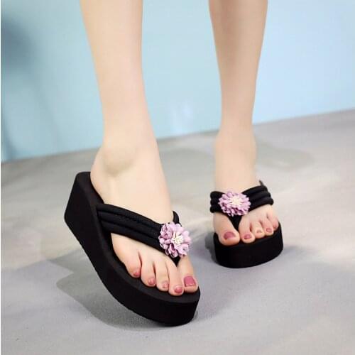 Casual Thick Sole Women Flip Flops Wedges Slippers Solid Platform Shoes Fashion Ladies Anti Skid Summer Beach Shoes TX454