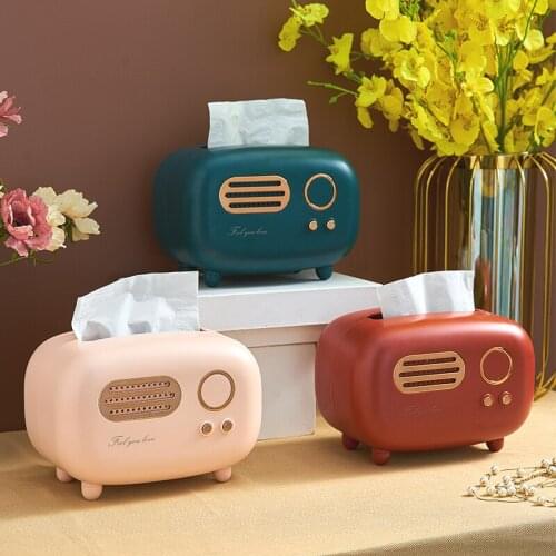 Retro Radio Model Tissue Box Desktop Paper Holder Vintage Dispenser Storage Napkin Case Organizer Ornament Car Tissue Holder