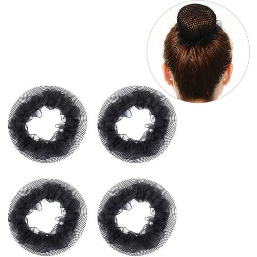 4Pcs/Set Womens Hair Ropes Hair Net Elastic Reusable Mesh Hair Net Hair Accessories For Dance Suitable For Women Girls