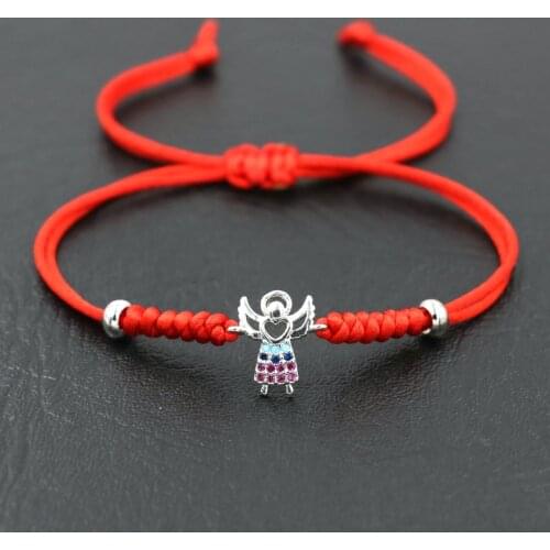Lucky Cute Micro CZ Little Angel Charm Bracelet Women Red Rope Thread Kids Bracelet Girls Jewelry Gift Lovers Pulseira