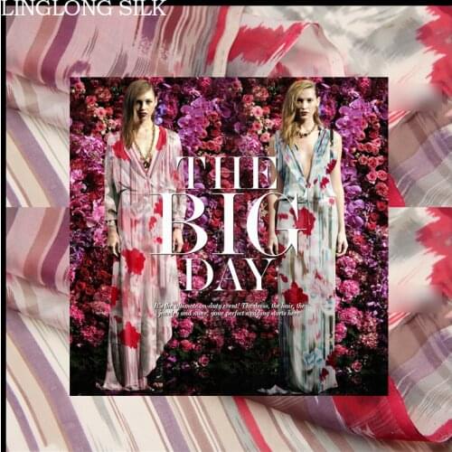 PRINT SILK CHIFFON FABRIC 6mm Width 53"-135cm100% Silk Fabric Painting Wedding Brocade Wedding Dress Sewing Pattern Print