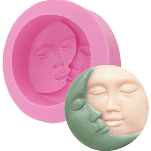 Nicole Silicone Candle Mold 3D Sun and Moon Face Shape Handmade Candle Making Tool