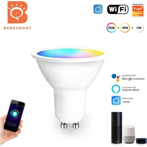 Benexmart Smart WiFi Gu10 Led Spotlight 5W RGBCW Color Changing Bulb Tuya Smart Life App Alexa Google Home Dimmable Lamp 220V