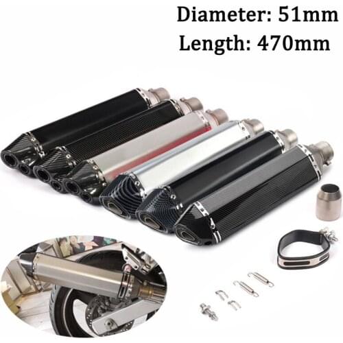 470mm Universal Escape Exhaust Pipe Muffler Tips Vent Pipe DB Killer Silencer Slip On 51 for Motorcycle Street Bike Scooter ATV