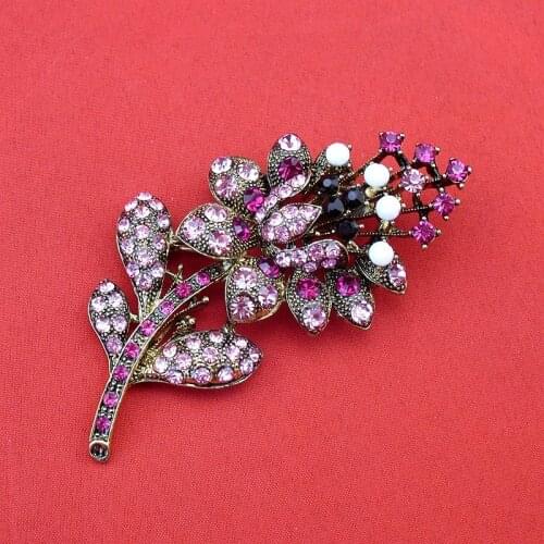 High Quality Luxury Multicolor Flower Rhinestone Wedding Jewelry Pin Brooches Crystal Jewelry, Item No.: BH7660