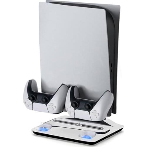 Dual Controller Charger Multi-function Cooling Base For SONY Playstation5 Console Fast Charging Station LED Fan Vertical Stand