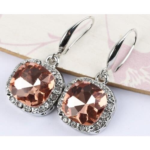 Fashion Orange Square CZ Stone Earring For Women Trend 2021 Girls Color Crystal Wedding Earrings Pendientes Statement Jewelry