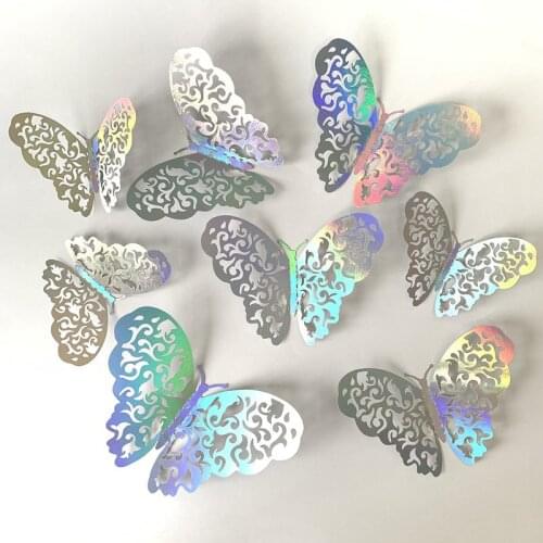 12 Pieces of Wall Stickers 3D Effect Crystal Butterfly Wall Stickers Beautiful Butterfly Kids Room Wall Decals Home Decoration