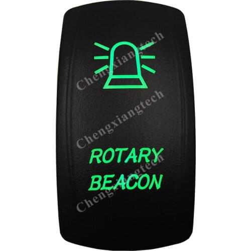 DC 12V 24V ROTARY BEACON Rocker Switch GREEN Led lamp 5 Pin ON/OFF SPST Waterproof IP66
