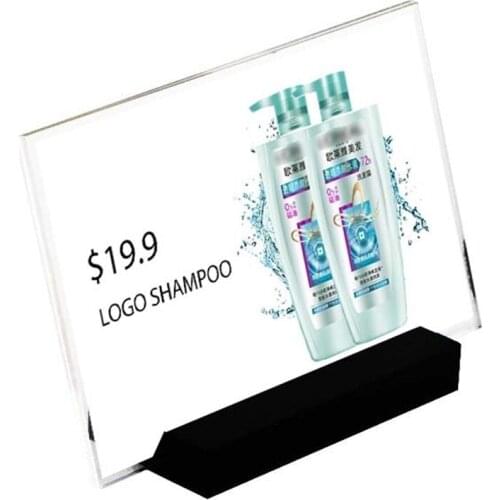 150*100MM 20pcs L Acrylic sign label holder frame price POP poster holder display stand desk Table Tablet Stands