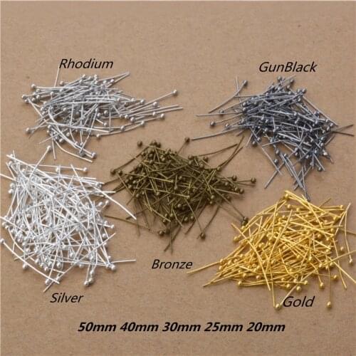 200pcs/lot Length 20 25 30 40 50 mm Metal Ball Head Pins For Diy Jewelry Making Head pins Findings Dia 0.5mm