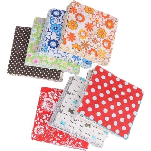 50pcs Square DIY Handmade Material Assorted Floral Printed Cotton Cloth Sewing Needlework Patchwork 10X10cm