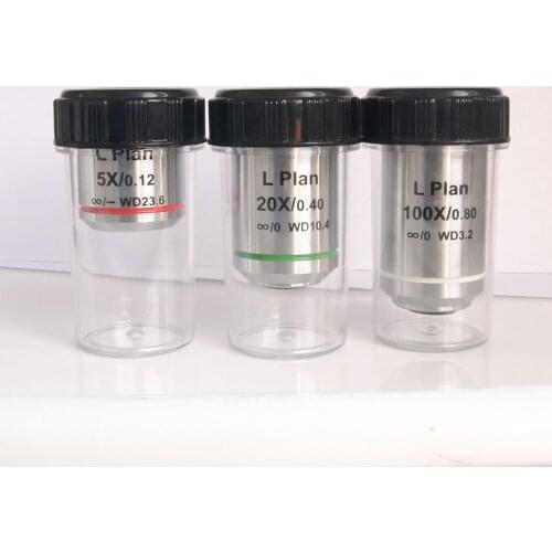 5X 10X 20X 50X 100X Infinity Microscope Objective Lens Achromatic Long Working Distance Metallographic Microscope parts 20.2MM