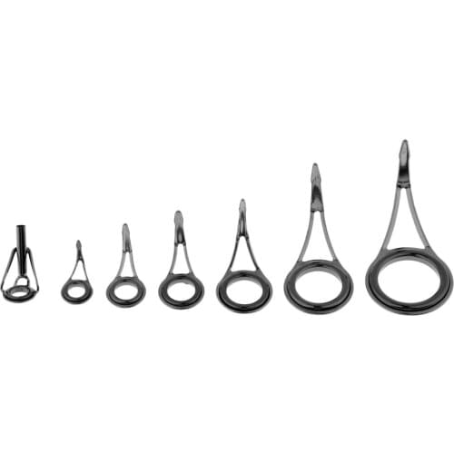 7pcs Stainless Steel & Ceramic Fishing Rod Pole Guides Tip Ring Eye Repair Kit Fishing Accessories