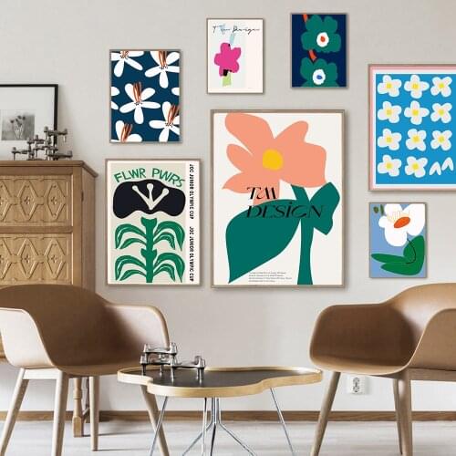 Abstract Colorful Flowers Poster Nordic Simple Style Wall Art Canvas Painting For Living Room Wall Decorative Picture Home Decor