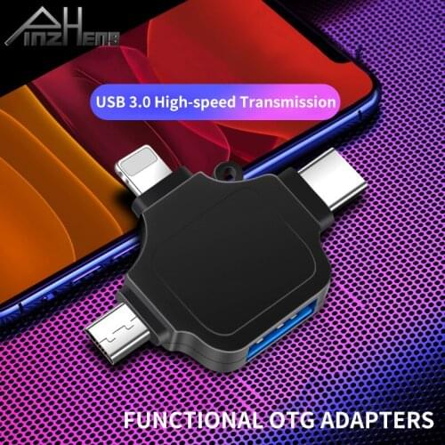 PINZHENG Type C Adapter 3 In 1 OTG Micro USB Converter For Apple Type-C Android Phone Usb3.0 High-speed Multi-Function Adapter