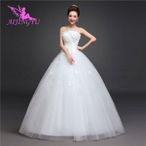 AIJINGYU 2021 communion free shipping new hot selling cheap ball gown lace up back formal bride dresses wedding dress WK313