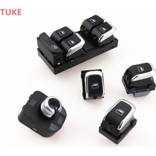 RWSYPL Car Windows Glass Electric Lift Regulator & With Folding Rearview Mirror Switch For Q5 A5 A4 S4 8KD 959 851 A 4GD959565A