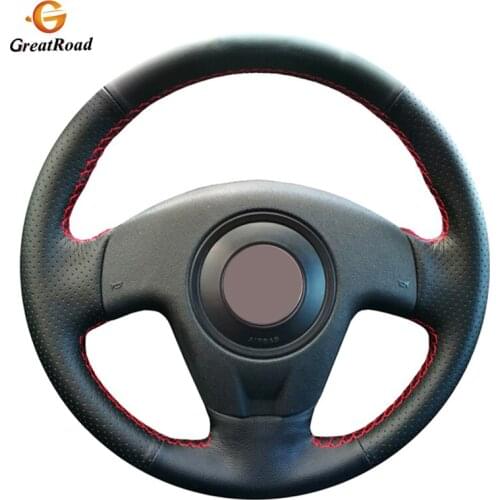 DIY PU Artificial Leather Steering Wheel Cover Hand-Stitched Black Car Steering Wheel Cover for Seat Ibiza 2004 2006