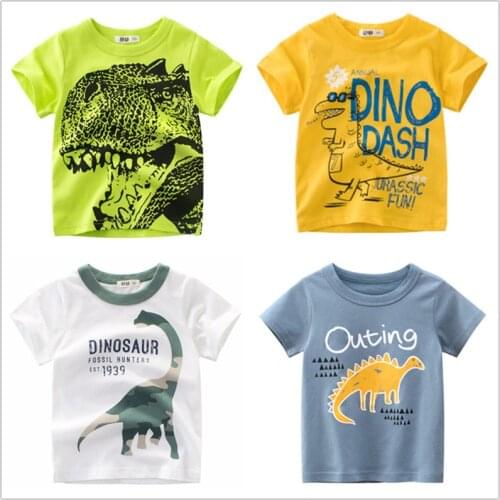 Kids T-Shirt Cartoon Animal Baby Kids Boys Children Cotton Short Sleeves Summer Clothing Dinosaur Print Tee Toddler