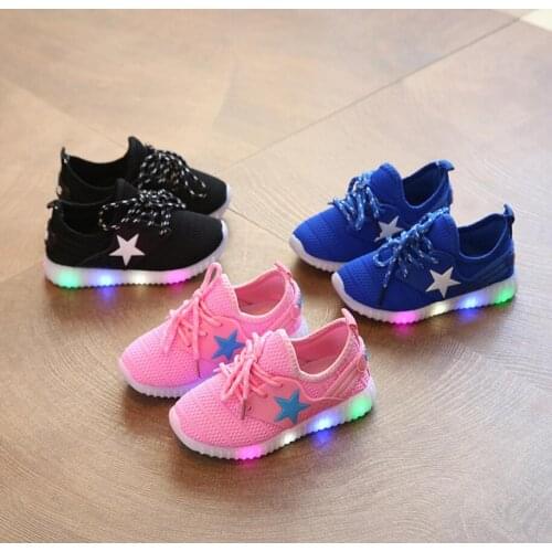 Children Shoes With LED Lighted Fashion Breathable Kids sneakers Sports Casual For Baby BOY And GIRLS Size 21-35