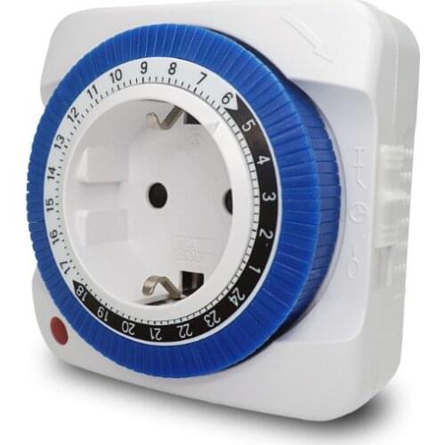 EU 24 Hours Timer Switch Socket 230V 16A Plug In 15min to 24H Programmable Energy Saving Timing Electrical Outlet Protector