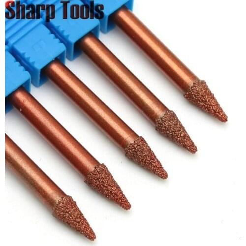 6*1.5*12mm 18 Degree V Bits Engraving CNC Router Diamond Milling Cutters for Stone Carving 3D Tapered End Mill Diamond Tools Set