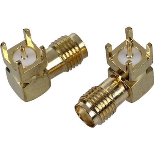 GTBL 2 Pcs SMA Female Jack Panel Mount PCB Solder Connectors Gold Tone