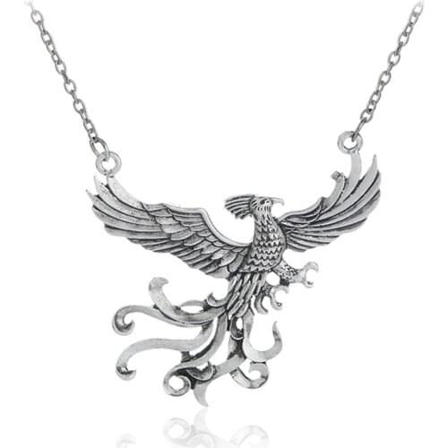 Movie Harrie metal Necklace Phoenix figure model toys Charm Pendent For Woman Man birthday gift accessories toy
