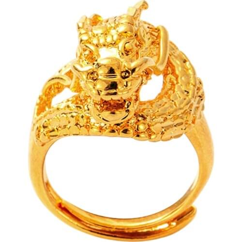 Fashion Gold Men Ring Exaggerated African Dragon Ring Personality Adjustable Split Ring Punk Hip Hop Male Female Jewelry Gif