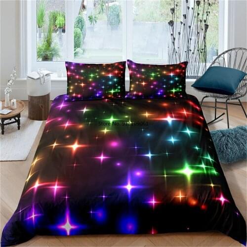 Colour The Stars 3D Printing Bedding Set Luxury Duvet Cover with Pillowcase Quilt Cover Queen King Bed Set Starry Sky Pattern