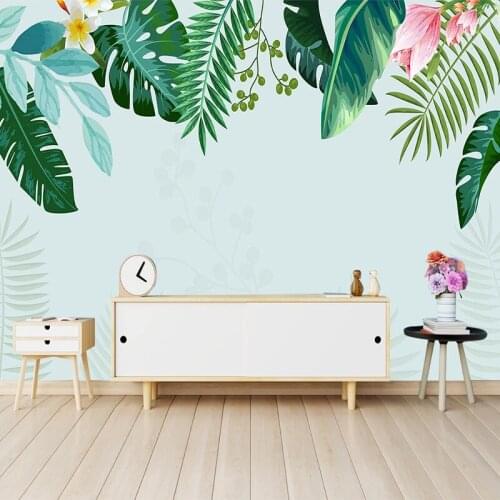 Creative Hand Painted Plant Green Leaves Banana Leaf Photo Wallpaper For Living Room Bedroom Decoration Mural Papel De Parede 3D