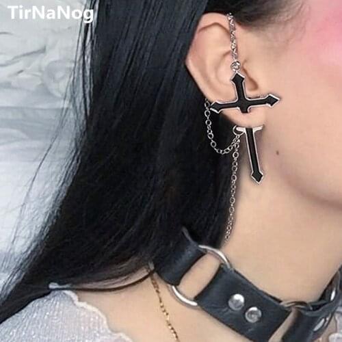 Hip Hop/Rock Cross Earrings Chain Zipper Exaggerated The Earrings Joker Punk Jewelry Earring Girl Party Gift
