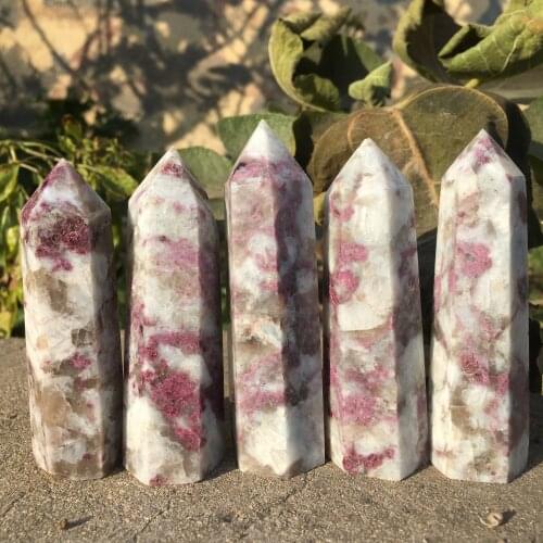 Natural Rubellite Quartz Wands Pink Red Tourmaline Crystal Obelisk Point Healing Decoration Stone Products Indie Home Gems