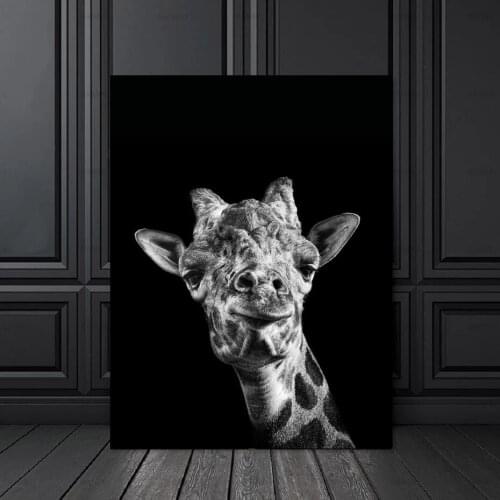 New Fashion Black and White Giraffe Canvas Paintings Minimalist Modern Animals Print Posters Wall Art Pictures Living Room