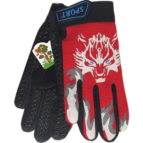New Sports Full Finger Gloves For Children, Fitness, Skating, Outdoor Bicycle Sunscreen Cycling Gloves For Kids Wolf Pattern