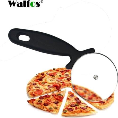 WALFOS Food Grade Stainless Steel Pizza Cutter Round Shape Household Pizza Single Wheels Cake Bread Knife Cutters Pizza Tools