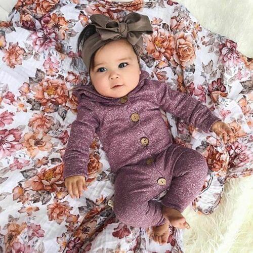 Newborn Baby Kids Boys Girls Infant Solid Hooded Romper Jumpsuit Bodysuit Clothes Outfits Age for 0-24M