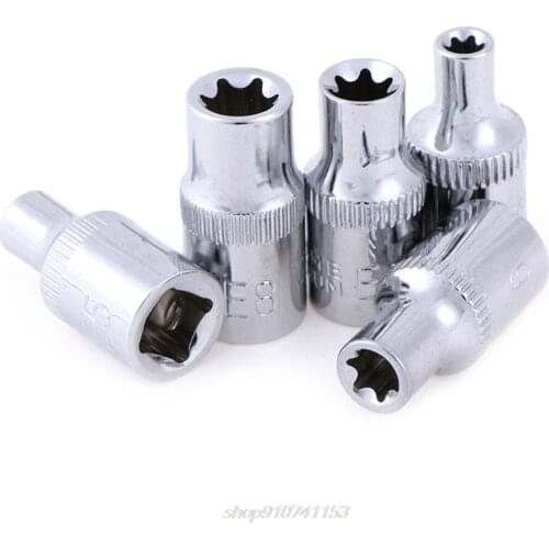 One Or 5pcs E-Socket Sockets 1/4 Inch(6.3mm)/3/8" Torx Star Bit Female E-Socket Set Socket Nuts Set E4,E5, E8 D21 20 Dropship